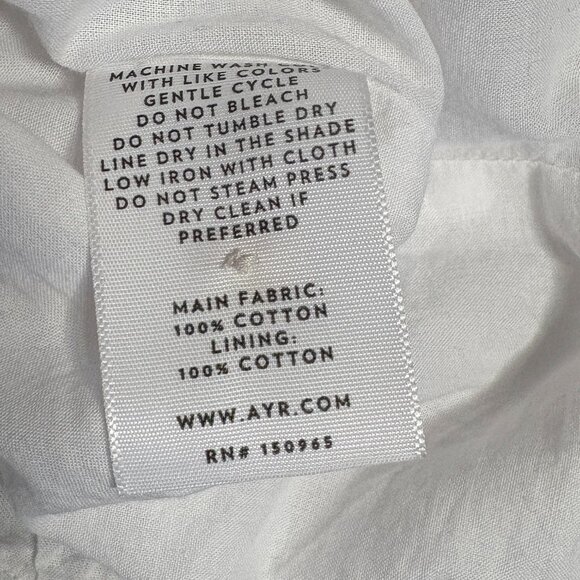 AYR The Puff Puff Blouse Bubble Hem white crinkle size XS cropped short sleeve - Picture 6 of 7